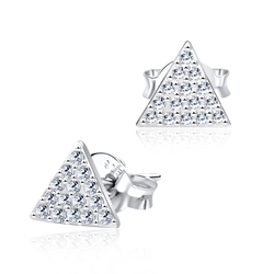 CZ Triangle Silver Stud Earring STS-3560